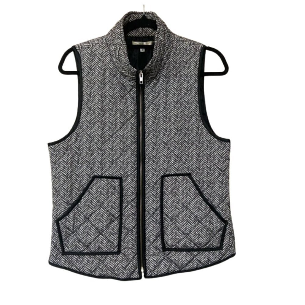 Andree by Unit EUC size S houndstooth preppy puffer vest full zip classic chic